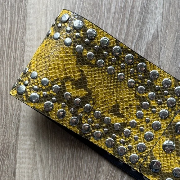 Zara animal print studded leather waist belt NWT display picture 1